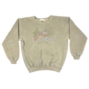 Northern Reflections Vintage Cabin Graphic Sweatshirt Sage Green Cotton Large